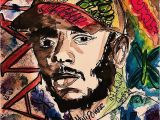 Kendrick Lamar Wall Mural Lamar Rapper Rap Legend Od Lyrics Album songs Damn Hophop Music Fan Art Drawing Painting Colourful Colorful Shirt Print Poster