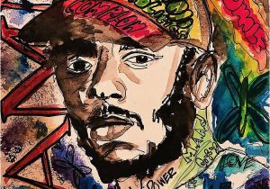 Kendrick Lamar Wall Mural Lamar Rapper Rap Legend Od Lyrics Album songs Damn Hophop Music Fan Art Drawing Painting Colourful Colorful Shirt Print Poster