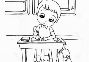 Kids Doing Chores Coloring Pages Stock Illustration Kids Do Homework Class Cartoon Coloring Page