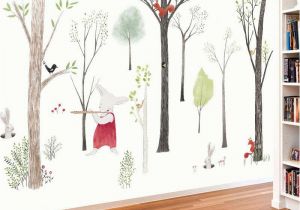 Kids forest Wall Mural Music forest Wall Sticker Cartoon Home Decor Diy Bedroom Kids Room Nursery Background Mural Art Decals Poster Sticker Y Star Stickers