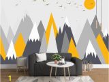 Kids Mountain Wall Mural Grey Geometry Mountain Wallpaper Abstract Mountain with