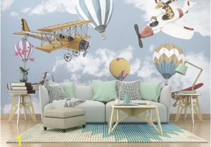 Kids Murals for Walls Airplane and Baloon Wallpaper Kids Room Cartoon Wall Mural