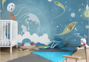 Kids Room Wall Mural Ideas Non Woven Wallpaper No Mw16 Colorful Space Bustle Mural