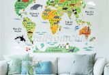 Kids Wall Murals Australia Colorful Animal World Map Wall Sticker Vinyl Decal Nursery Kids Room