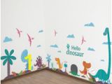 Kids Wall Murals Uk Hello Dinosaur Wall Art Decals Diy Nursery and Kids Room Wall Art Stickers Cartoon Animals Murals Home Decor
