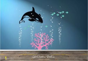 Killer Whale Wall Murals orca Decal Killer Whale Wall Decal Ocean Wall Art orca Wall Decal Bubble Wall Decal Nautical theme Ocean Underwater Wall Boys Room Decal