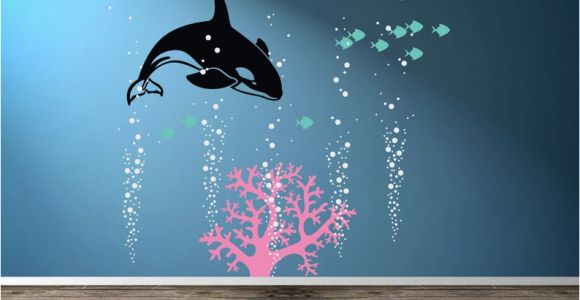 Killer Whale Wall Murals orca Decal Killer Whale Wall Decal Ocean Wall Art orca Wall Decal Bubble Wall Decal Nautical theme Ocean Underwater Wall Boys Room Decal