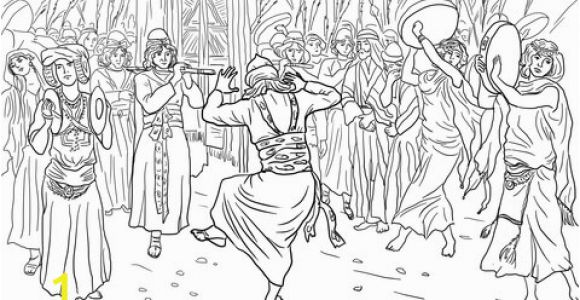 King David Coloring Pages for Kids King David Dancing before the Ark Of the Covenant Coloring