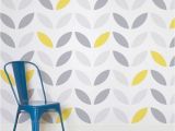 Kitchen Wall Murals Uk Yellow and Grey Abstract Flower Pattern Design Square Wall
