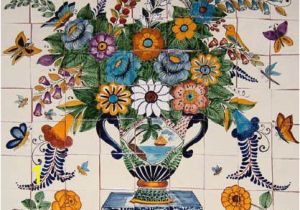 Kitchen Wall Tile Murals Tile Mural "flowers & butterflies"