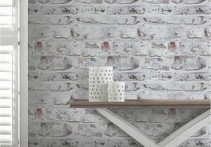 Komar Bricklane Wall Mural Arthouse Whitewashed Brick Wall Wallpaper White