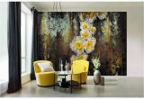 Komar Serafina Wall Mural Abstract Yellow Flowers Wallpaper Big Flowers Floral Wall