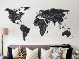 Komar World Map Wall Mural World Map Wall Decal Countries United States Map Canada Province Wall Art Chalkboard Black White Board Border Boundary Usa K430