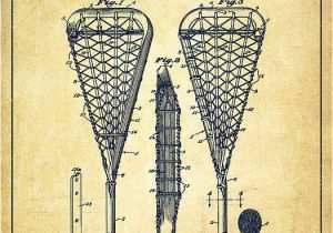 Lacrosse Mural Lacrosse Stick Patent From 1950 Vintage Print by Aged Pixel