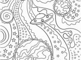 Landscape Coloring Pages for Adults Trippy Space Alien Flying Saucer and Planets Coloring Page