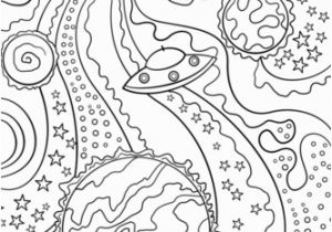 Landscape Coloring Pages for Adults Trippy Space Alien Flying Saucer and Planets Coloring Page