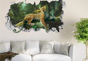 Large 3d Wall Murals 3d forest Leopard Roar 44 Wall Murals Wall Stickers Decal