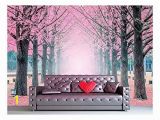 Large Adhesive Wall Murals Wall Mural Lane Of Pink Fallen Leaves with Trees by Each Side Vinyl Wallpaper Removable Wall Decor