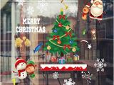 Large Christmas Wall Murals White Snowflakes Window Clings with Christmas Tree Santa Claus Snowman Reindeer Xmas Holiday Colored Window Decals Reusable Static Sticker