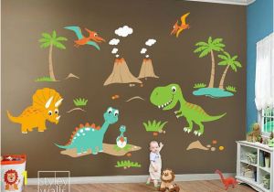 Large Dinosaur Wall Mural Children Wall Decals Dino Land Dinosaurs Wall Decal Wall