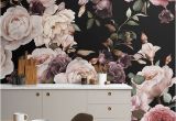 Large Floral Wall Mural Purple and Pink Dark Floral Wallpaper Mural