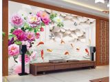 Large Flower Wall Murals 3d Wallpaper Mural Decor Backdrop the Peony Nine Fish Figure 3