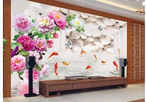 Large Flower Wall Murals 3d Wallpaper Mural Decor Backdrop the Peony Nine Fish Figure 3