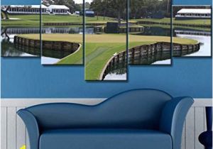 Large Golf Wall Murals Golf Course Wall Art Multi Panel Painting On Canvas American Florida for Living Room Green Swagrass Artwork Modern House Decor Wooden Framed