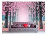 Large Removable Wall Murals Wall Mural Lane Of Pink Fallen Leaves with Trees by Each Side Vinyl Wallpaper Removable Wall Decor