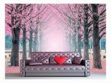 Large Wall Mural Decal Wall Mural Lane Of Pink Fallen Leaves with Trees by
