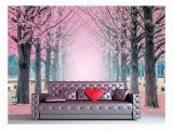 Large Wall Mural Decal Wall Mural Lane Of Pink Fallen Leaves with Trees by