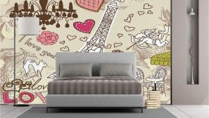 Large Wall Mural Stickers Amazon Wall Mural Sticker [ Paris Decor Doodles