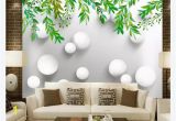 Large Wall Murals Australia Customized 3d Wallpaper Murals Wall Paper American Pastoral Hand Painted Green Leaf Ball White Ball 3d Bedroom Tv Background Wall Colorful