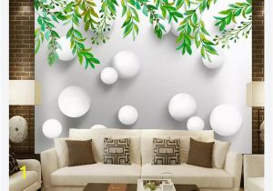 Large Wall Murals Australia Customized 3d Wallpaper Murals Wall Paper American Pastoral Hand Painted Green Leaf Ball White Ball 3d Bedroom Tv Background Wall Colorful