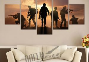 Large Wall Murals Canvas Military sol Rs Silhouettes 5 Piece Canvas Print Wall Art Painting