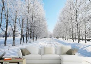 Large Wall Murals Cheap Custom Size 3d Wall Murals Wallpaper Winter Snow Tree Road Living