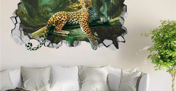 Large Wallpaper Feature Wall Murals 3d forest Leopard Roar 44 Wall Murals Wall Stickers Decal