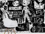 Large Wallpaper Feature Wall Murals Graffiti Black and White
