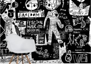 Large Wallpaper Feature Wall Murals Graffiti Black and White