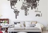 Large World Map Wall Mural Big Letters World Map Wall Sticker Decals Removable World Map Wall Sticker Murals Map Of World Wall Decals Vinyl Art Home Decor