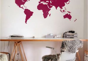 Large World Map Wall Mural Vinyl Wall World Map Decal Removable Detailed World