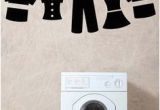 Laundry Room Wall Murals Laundry Hanging Dress Pants Shirts Clothes Dirty Clean