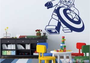 Lego Marvel Wall Mural Cartoon Lego Captain America Wall Sticker Boys Room Baby Nursery