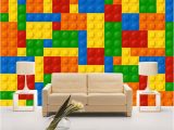 Lego Wall Murals Custom Wall Cloth 3d Colorful toy Blocks Lego Bricks Wall Covering