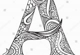 Letter A Coloring Pages for Adults Hand Drawn Capital Letter Black Coloring Stock Vector