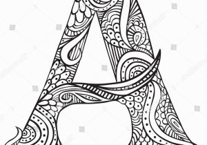 Letter A Coloring Pages for Adults Hand Drawn Capital Letter Black Coloring Stock Vector