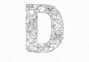 Letter D Coloring Pages for Adults Coloring Book ornamental Alphabet Letter D Font Stock