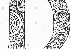Letter D Coloring Pages for Adults Hand Drawn Capital Letter D Black Stock Vector