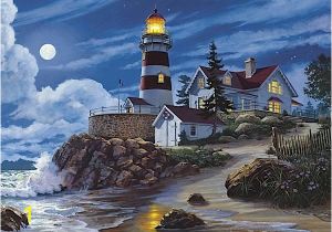 Lighthouse Cove Wall Mural Moonlit Lighthouse James Himsworth
