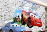 Lightning Mcqueen Wall Murals Uk 3d Cars Mcqueen Broken Wall Pattern Custom Wallpaper Mural